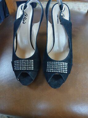 Lovely black leather suede 3" heels.  New and unworn.